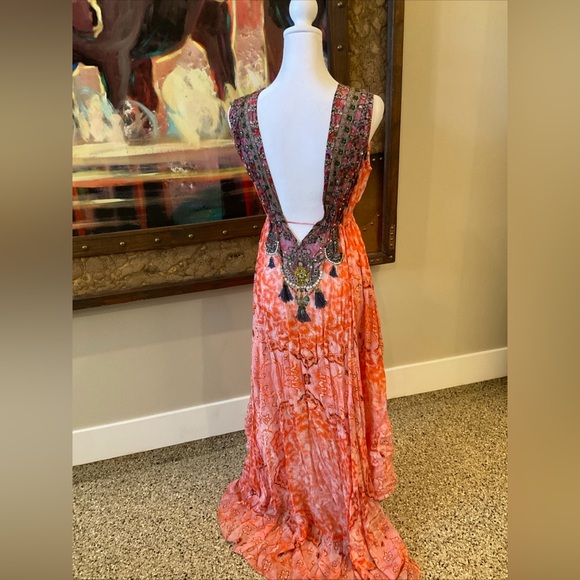 Bohemian High Low Dress in Vibrant Orange - Picture 2 of 9